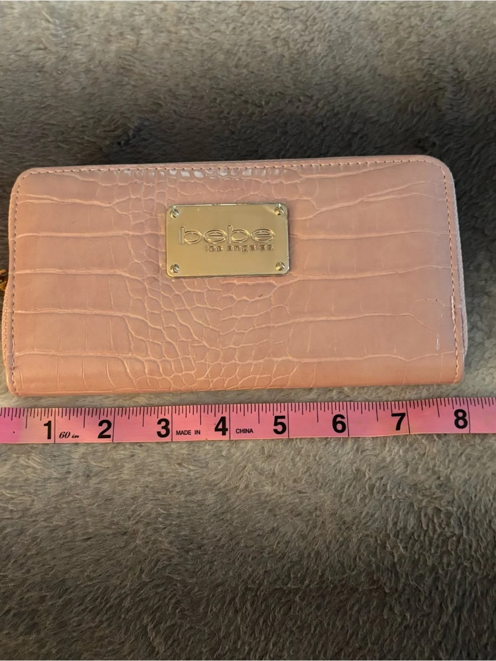 Bebe Natalia Croco Zip Around Wallet Dusty Pink Gold Hardware BNWT Box